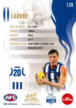 2021 Select Optimum #139 Nick Larkey Back